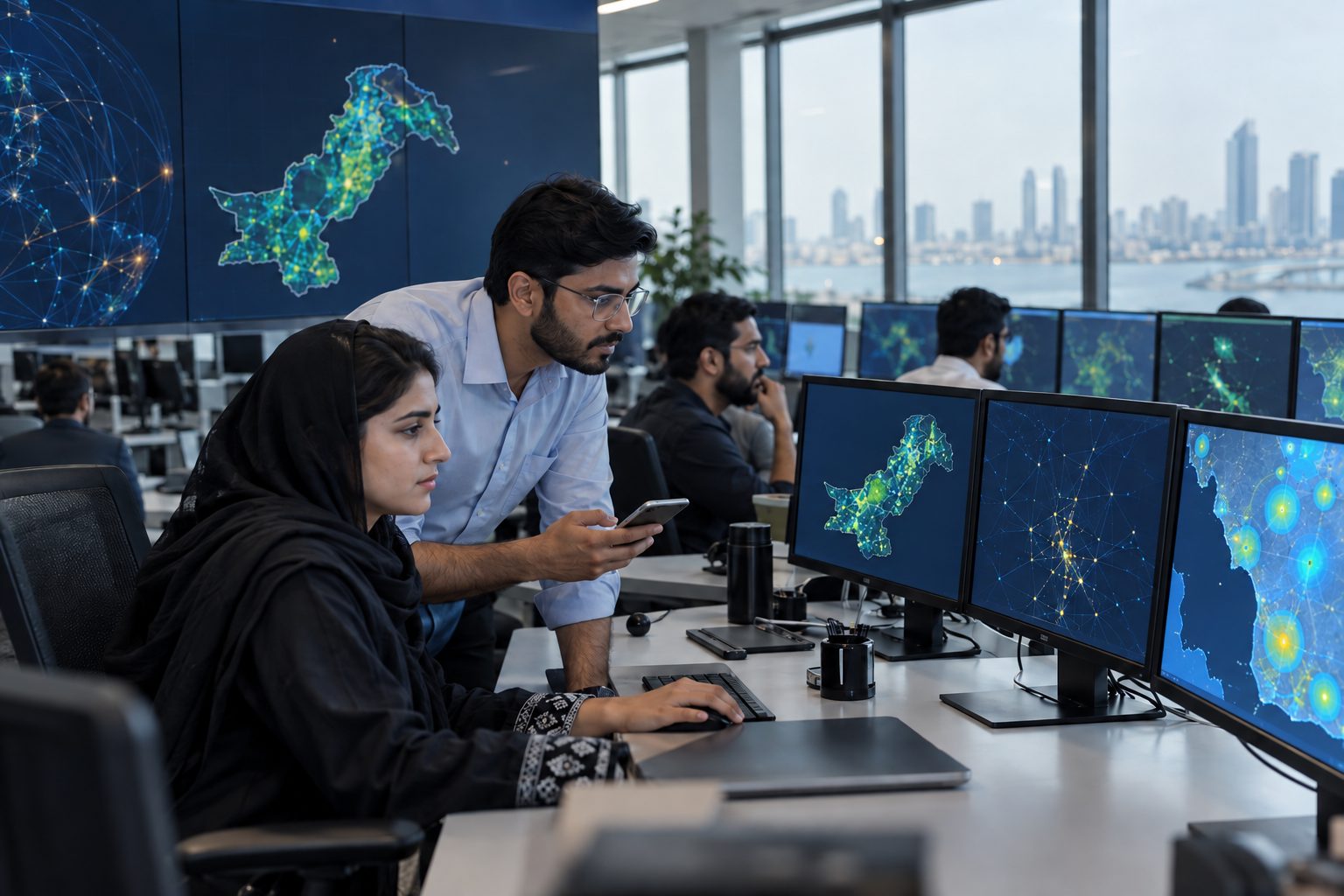 telecom engineers in a network operations centre
